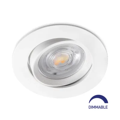 Produktbild von 7w dimmbar LED Einbauspot Einbauleuchte Einbaustrahler 500 Lumen Neutralweiß weißer Rahmen rund IP40 schwenkbar Ø 9,0 cm