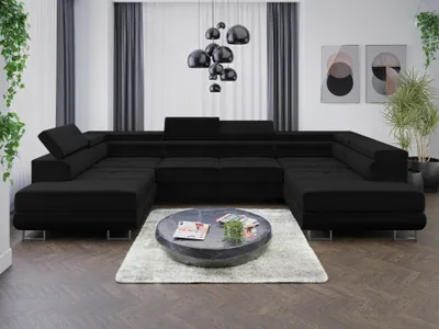 Zdjęcie produktu dla Sofa Zestaw wypoczynkowy Sofa ALMA U z funkcją spania i pojemnikiem na pościel Część dzienna Kanapa Narożnik tapicerowany Zestaw wypoczynkowy 15 kolorów
