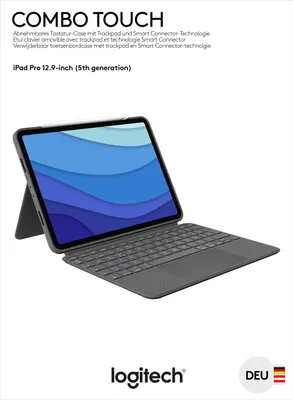Produktbild von LOGITECH Combo Touch Folio-Tastatur-Case für Apple iPad 12.9 Zoll (5. Gen.) mit Trackpad, Grau, Gewebter Stoff und 4 Verwendungsmodi (Tippen, Anzeigen, Zeichnen, Lesen)