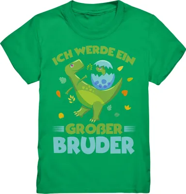 Produktbild von Dino zukünftiger Großer Bruder T-Shirt – Kelly Green / 122/128 (7-8)