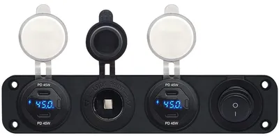 Produktbild von ProRide 12V USB-C KFZ-Ladegerät 4 Anschlüsse 45W QC3.0 mit Schalter