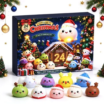 Obrázek produktu pro 2026 Squishy Vánoce Adventní kalendář dumpings squishy adventní kalendář 24 dní vánoční kalendář s mini Squishy překvapeními Fidget hračka