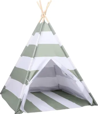 Produktbild von vidaXL Kindertent Grau und Weiß 120 x 120 x 150 cm Massivholz Kiefer