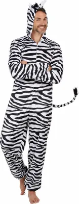 A man wearing a zebra costume.
