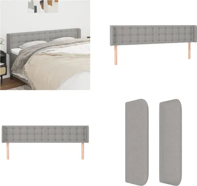 Produktbild von vidaXL Kopfteil mit Ohren Hellgrau 183x16x78/88 cm Stoff - Kopfteil - Kopfteile - Bett-Kopfteil - Bettkopfteil