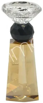 Imagen del producto de Soporte para velas OUDRA, diámetro 6 cm, altura 20 cm, transparente, con acabado dorado