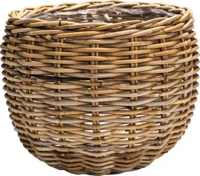 Produktbild von Pflanzkorb Leah Sanur Naturfaser Ø 50 cm H 40 cm grau braun inkl. Pflanzfolie