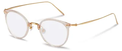 Zdjęcie produktu dla Okulary Rodenstock o kwadratowych oprawkach z acetatu, w kolorze morelowym i złotym, damskie, z soczewkami korekcyjnymi