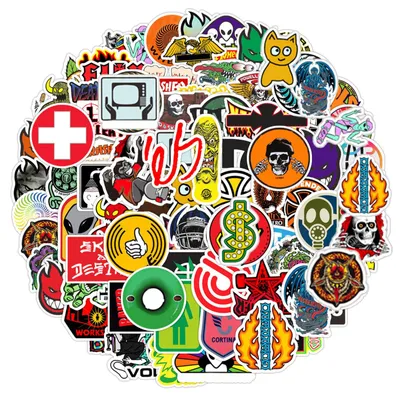 Produktbild von Wasserdichte Sticker - 100 Stück PVC Aufkleber Set - für Skateboard Laptop Koffer Helm Motorrad Auto Fahrrad