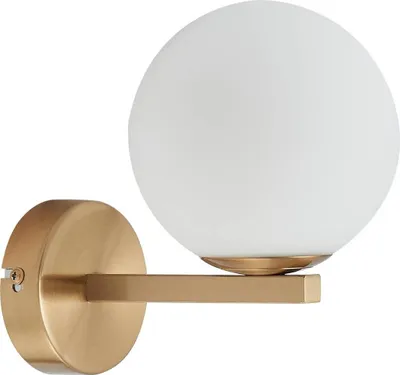 Produktbild von Lucande Wandleuchte Bidolo, messingfarben, Glas, 12 cm, IP44