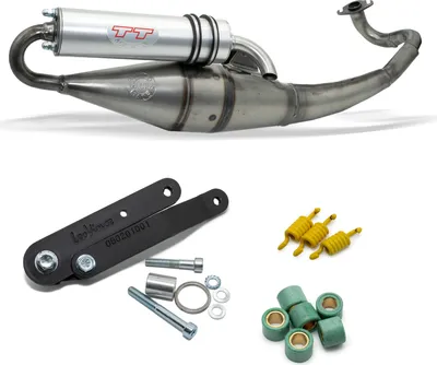 Immagine prodotto di Sistema di scarico completo LeoVince HAND MADE TT con omologazione, alluminio compatibile con Peugeot Jet Force 50 TDSI / C.TECH 50 LC i.e. / Ludix Blaster 50 LC / Speedfight 3 50 LC