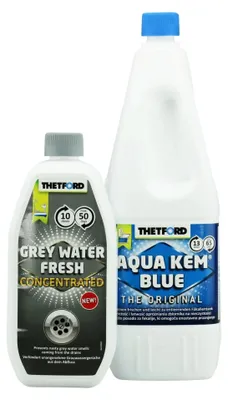 Productafbeelding van Toiletvloeistof Duopack voor Draagbaar Toilet – 2 L Aqua Kem Blue & 0,78 L Grey Water Fresh voor Krachtige Geurbestrijding en Fris Afvalwater