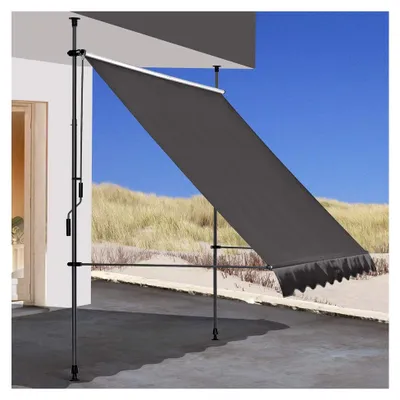 Produktbild von Klemmmarkise 250x130cm Grau Balkonmarkise Sonnenschutz Terrassenüberdachung Höhenverstellbar