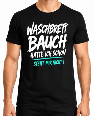 Productafbeelding van "Waschbrettbuik" - Statement T-shirt voor heren, zwart, maat XXL. (Met een sarcastische ondertoon)