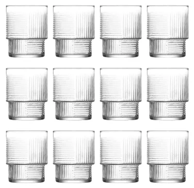 Produktbild von 12x 325ml Helen Whiskygläser Stapeln - Glas Schneiden Whiskey Rum Wodka Gin Scotch Eis Altmodisch Cocktail Trinken Becher Geschenkset - Von LAV
