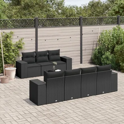 Produktbild von 8-tlg. Garten-Sofagarnitur mit Kissen Schwarz Poly Rattan 3254662