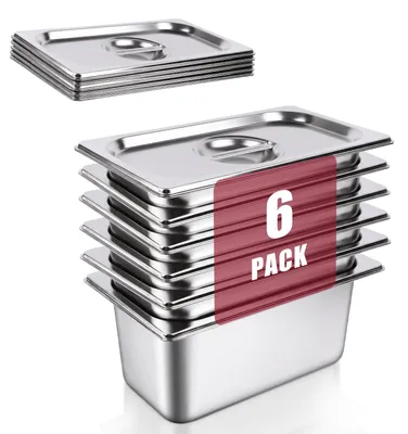 GN 1/3 Edelstahl-Container 6er-Set 32,5x17,5x15 cm