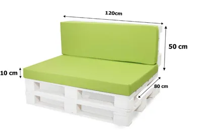 Obrázok produktu pre Paletová súprava vankúšov | Sedák 120x80 + opierka 120x50cm svetlozelená | Paletový vankúš vonkajší | Podsedák palety | paletové nábytkové vankúše | Setgarden