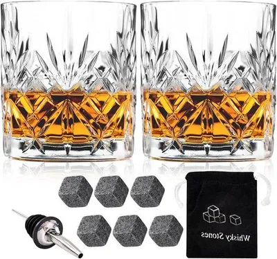 Produktbild von Famanu Whiskygläser Set von 2 - 300ml Kristallglas - Langlebiges Cocktailglas