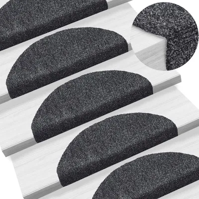 Imagen del producto de The Living Store: Alfombras autoadhesivas para escaleras, 5 unidades, gris oscuro, 65x21x4 cm