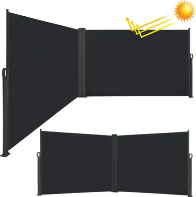 Produktbild von LZQ 200x600cm Wysuwana markiza boczna Markiza poliestrowa Nieprzezroczysta osłona przeciwsłoneczna Osłona przeciwwiatrowa do ogrodu i na taras, antracytowa