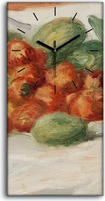 Produktbild von Wanduhr Uhr Wandbild Leinwand Quarz 30x60 Gemälde Früchte Mandeln Erdbeeren - schwarze Hände