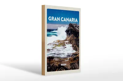 Produktbild von Holzschild Reise 20x30cm Gran Canaria Spain Meer Berge