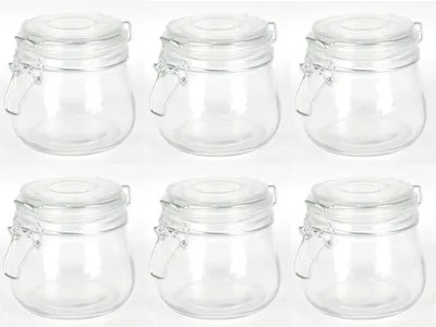 Image de lot de 6 bocaux à couvercle métallique 0,5L Bocal à conserves Bocal à provisions Pot à confiture