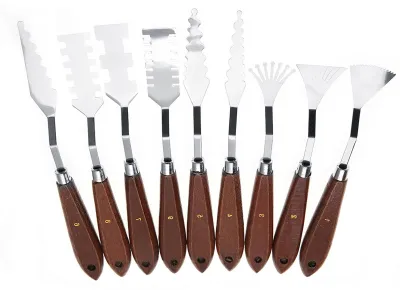 Malspatel-Set, 9-teilig, Edelstahl, Holzgriff, für Künstler