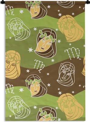 Produktbild von MuchoWow® Wandteppich Wandbehang Jungfrau - Tierkreiszeichen - Muster 90x135 cm Tapisserie Dekoration Wandtuch - Baumwolle - Wandskulptur