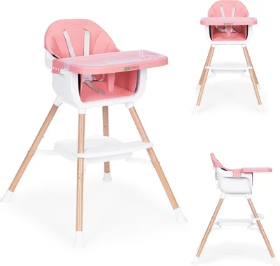 Produktbild von Detská stolička na kŕmenie 2v1 ružová ECOTOYS