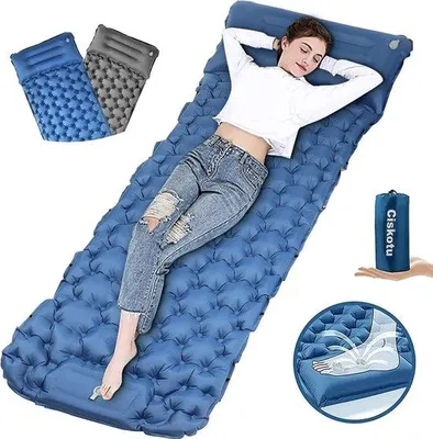 Productafbeelding van Famanu luchtmatras, zelfopblazend, 9 cm dik - blauw/grijs