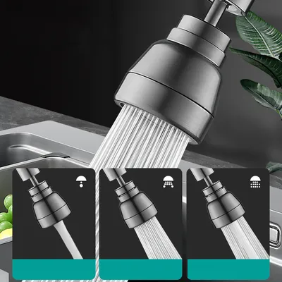 Produktbild von INF Verlängerter Wasserhahn-Luftsprudler aus reinem Kupfer in Gun Gray mit 3 Modi