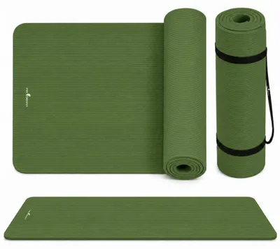 Obrázek produktu pro Jógová podložka, fitness podložka, tloušťka 1,5 cm – 190 × 100 cm, sportovní podložka z NBR pěny, protiskluzová tréninková podložka, tělocvična zelený