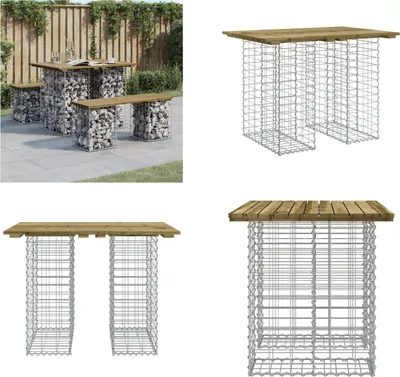 Image de vidaXL Banc de jardin en gabions 100x70x72 cm Bois de pin imprégné - Banc de jardin - Bancs de jardin - Banc d'extérieur