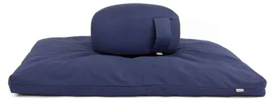 Produktbild von Meditationskissen Zabuton Yogamatte - 80 x 80 cm und Ø 32 cm - Baumwolle - Dunkelblau - Für Meditation und Yoga