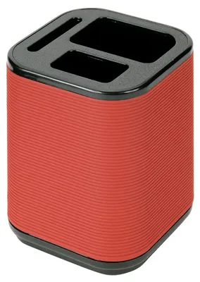 Image de Porte-crayons de bureau à 3 compartiments – Rouge