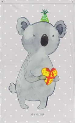 Produktbild von Mr. & Mrs. Panda Wandbehang Koala Geschenk - Grau Pastell - Wandbild, Wandtuch, Party, Wandteppich, Gobelin, Tapestry, Geburtstag, Stoff