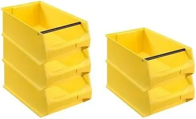 Produktbild von SparSet 5x Gelbe Sichtlagerbox 5.1 mit Griffstange | HxBxT 20x30x50cm | 21,8 Liter | Sichtlagerbehälter, Sichtlagerkasten, Sichtlagerkastensortiment, Sortierbehälter