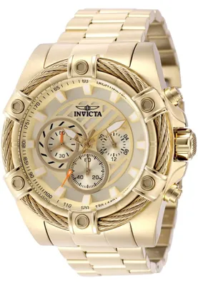 Zdjęcie produktu dla Invicta Bolt 49815 Zegarek Męski - Mechanizm Kwarcowy - Stal Nierdzewna z Złotą Tarcza - 52 mm