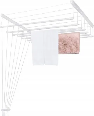Zdjęcie produktu dla Solidna Sufitowa Łazienkowa Suszarka 7 Prętów 110 Cm Na Pranie Biała Balkon