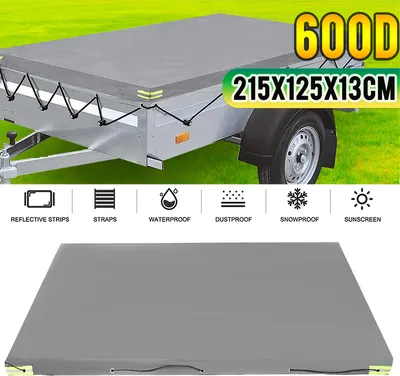 Produktbild von Anhängerplane Flachplane 215x125x13cm Anhänger Plane (Grau) Anhänger Abdeckplane für PKW Anhänger 500-750 kg