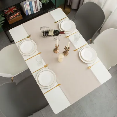 Zdjęcie produktu dla ProximaX, obrus stołowy, beżowy, 40x180 cm, imitacja lnu, wodoodporny, można prać, idealny na stół jadalny, bufet i dekoracje świąteczne