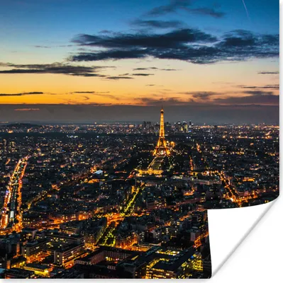 Produktbild von MuchoWow® Poster Paris bei Nacht beleuchtet 75x75 cm - Wand Dekoration