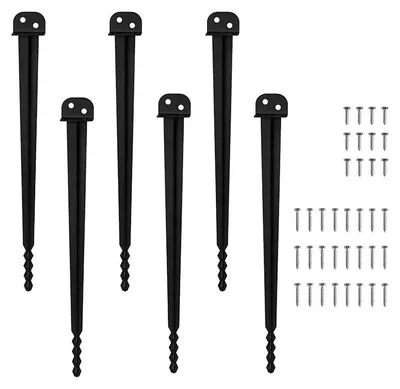 Immagine prodotto di Eikuavons, set da 6 supporti per pali a L da 500 mm da conficcare, larghezza della forcella 40 mm, manicotto di fissaggio nero in ferro, ancoraggi per pali in legno, recinzioni da giardino, pergolati, tettoie per auto e casette in legno