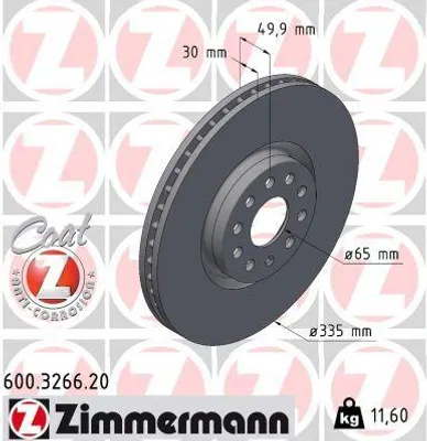 Produktbild von ZIMMERMANN Bremsscheibe 600.3266.20