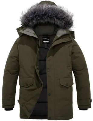 Imagen del producto de Chaqueta de invierno para hombre, impermeable al viento, con capucha, talla L, color verde, ideal para los días fríos