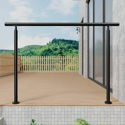 Produktbild von Handlauf Edelstahl Geländer Treppengeländer Eingangsgeländer für Treppen Innen und Außen – 150 cm Ohne Querstreben Schwarz