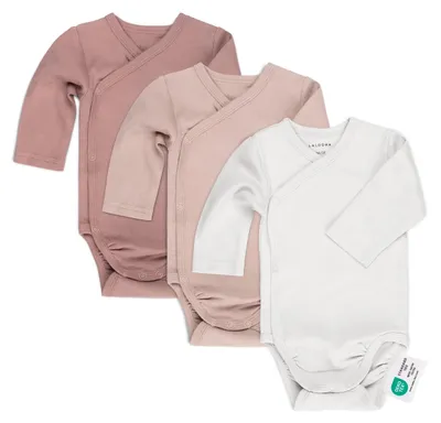 Produktbild von LaLoona Wickelbody Langarm 3er Pack - Baby Body Set aus Baumwolle, Langarmbody m