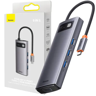 Obrázek produktu pro BASEUS HUB Adaptér 6v1 typ C WKWG030013/BS-OH040 0,15 m šedý
